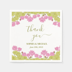 Serviette En Papier Green Lotus Lily Flowers Mariage Indien