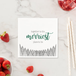 Serviette En Papier Green Merriest Place to Be Napkins