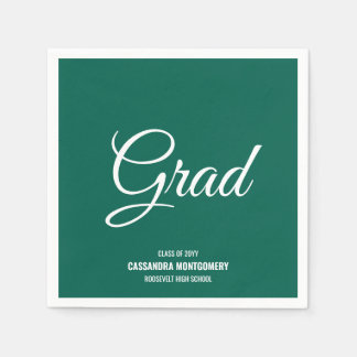 Serviette En Papier Green Minimalist Modern Graduation Party