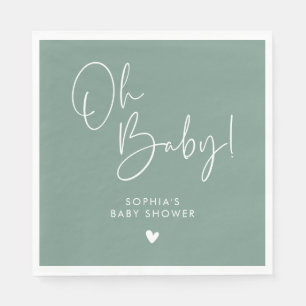 Serviette En Papier Green Oh Baby Baby shower moderne Boho