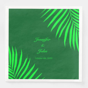 Serviette En Papier Green Palm Feuille Forêt tropicale Mariage vert