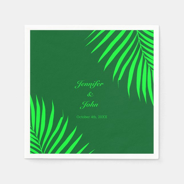 Serviette En Papier Green Palm Feuille Forêt tropicale Mariage vert (Devant)