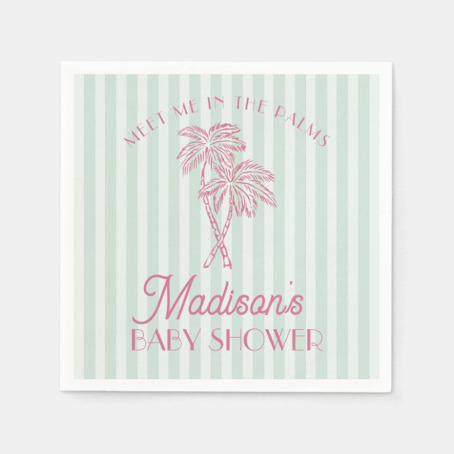 Serviette En Papier Green Palm Spring Pastel Beach Baby shower (Devant)