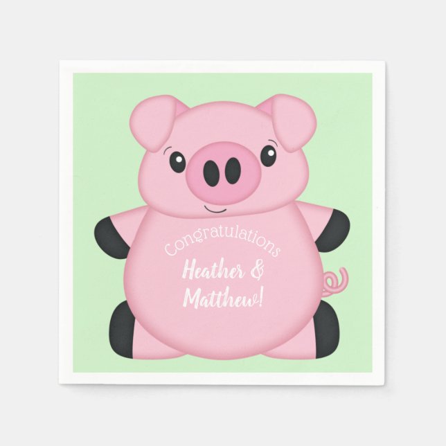 Serviette En Papier Green Pig Baby (Devant)