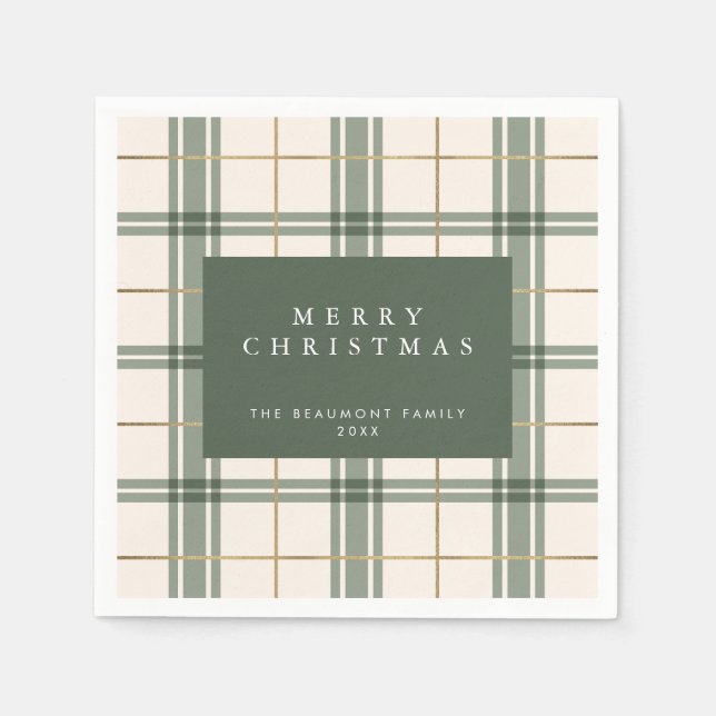 Serviette En Papier Green Plaid Christmas Paper Napkins (Devant)