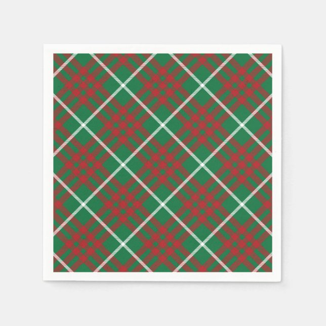 Serviette En Papier Green & Red Check Napkins (Devant)