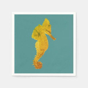 Serviette En Papier Green Sea Horse Vector Art Cocktail Napkin