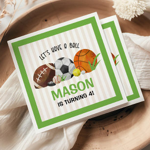Serviette En Papier Green Sports Football Basketball fête d'anniversai