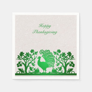 Serviette En Papier Green Thanksgiving Turquie Floral Napkins