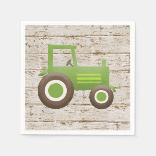 Serviette En Papier Green Tractor Farm Baby shower Garçon