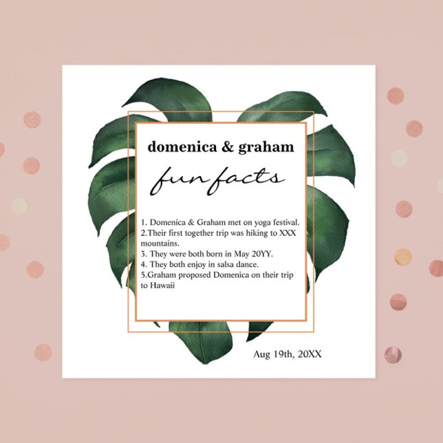 Serviette En Papier Green Tropical Monstera feuille Mariage Fun Facts (Créateur téléchargé)