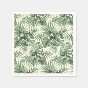 Serviette En Papier Green Tropical Palm Feuille Motif