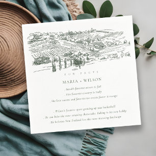 Serviette En Papier Green Winery Mountain Croquis Mariage Faits amusan
