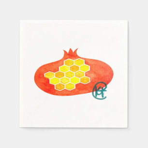 Serviette En Papier Grenade et peigne d'honneur Rosh Hashana Art