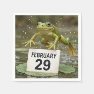 Serviette En Papier Grenouille année bissextile d'anniversaire