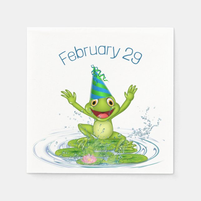 Serviette En Papier Grenouille de fête pour l'année bissextile Anniver (Devant)