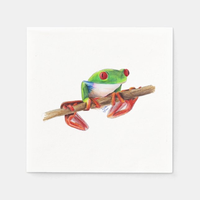Serviette En Papier Grenouille des arbres Treefrog jolie illustration  (Devant)