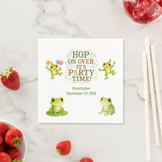 Serviette En Papier Grenouille Fête d'anniversaire Garçon Fille bébé E (En situation)