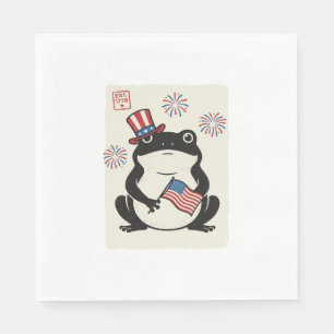 Serviette En Papier Grenouille Patriotique Gravure Vintage Art Vectori