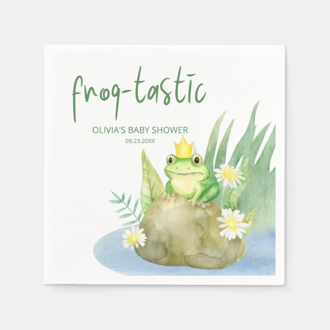 Serviette En Papier Grenouille verte - Baby shower élastique (Devant)