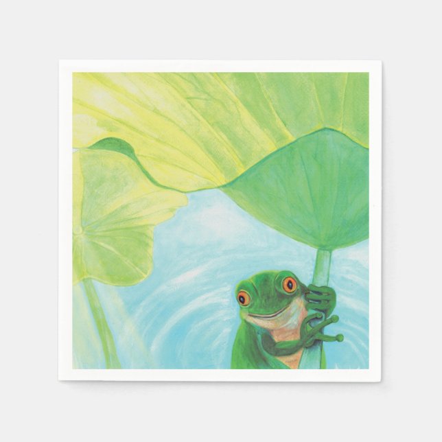 Serviette En Papier Grenouille verte sous Pad Lily (Devant)