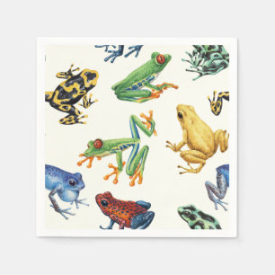 Serviette En Papier Grenouilles sur blanc naturel