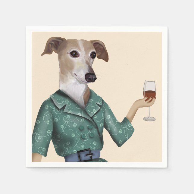 Serviette En Papier Greyhound Wine Snob (Devant)