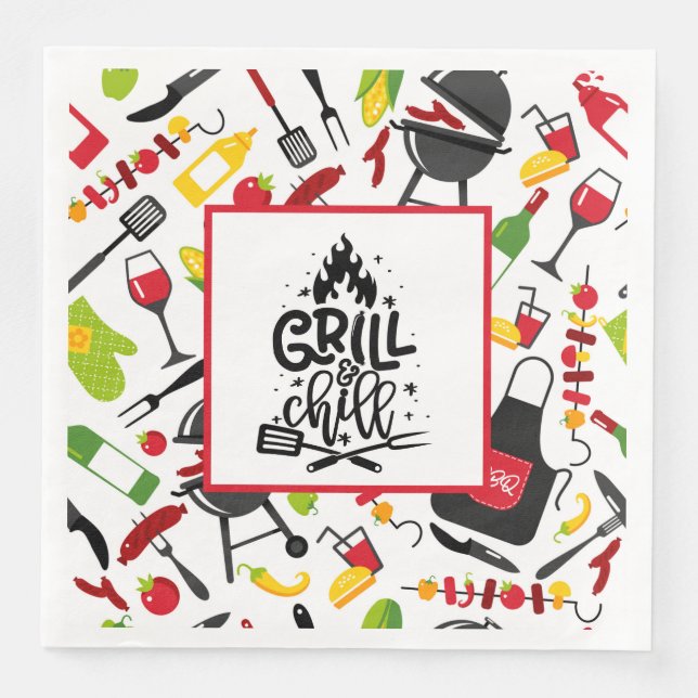 Serviette En Papier Grill Et Chill (Devant)