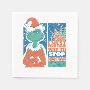 Serviette En Papier Grille   Stop Christmas Vintage Graphic