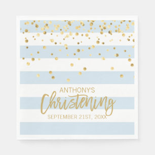 Serviette En Papier Grilles personnalisées Pastel Blue Gold BOY CHRIST