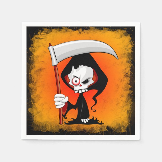 Serviette En Papier Grim Reaper Déplaisant Drôle Cartoon (Devant)