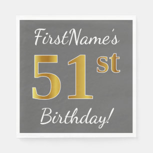 Serviette En Papier Gris, anniversaire d'or de Faux
