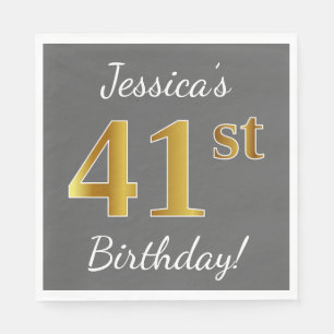 Serviette En Papier Gris, anniversaire d'or de Faux quarante-et-unièm