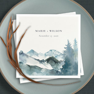 Serviette En Papier Gris Blush Green Blue Mountains Pine Mariage