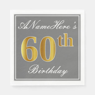 Serviette En Papier Gris élégant, anniversaire d'or de Faux