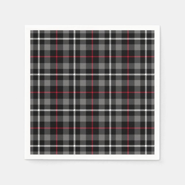 Serviette En Papier Gris Plaid Pour Papier de Noël Napkin (Devant)