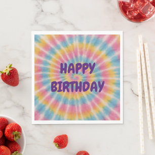 Serviette En Papier Groove Tie Dye Joyeuses serviettes d'anniversaire