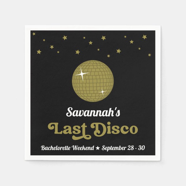 Serviette En Papier Groovy Rétro Dernière Disco Mariée Enterrement de  (Devant)