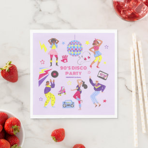 Serviette En Papier Groovy Roller Disco Fête Violette Rétro Millénaire