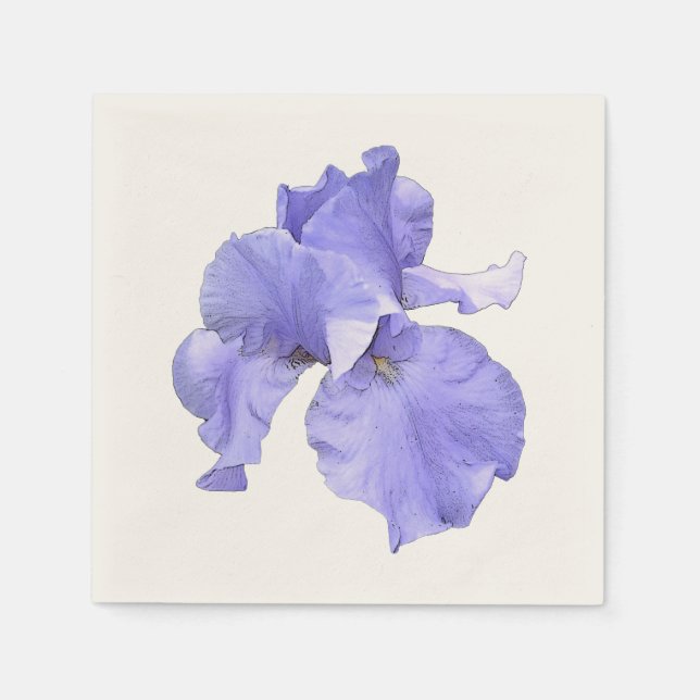 Serviette En Papier Gros Iris Violet (Devant)