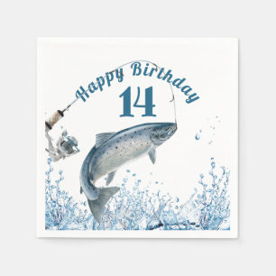 Serviette En Papier Gros Poisson Dans L'Eau 14ème Anniversaire