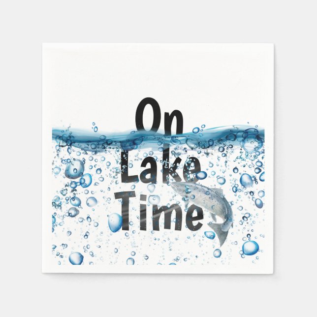 Serviette En Papier gros poisson dans l'eau avec bulles (Devant)