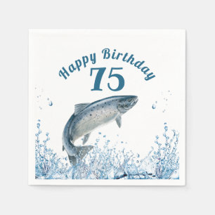 Serviette En Papier Gros Poissons Dans L'Eau 75e Anniversaire