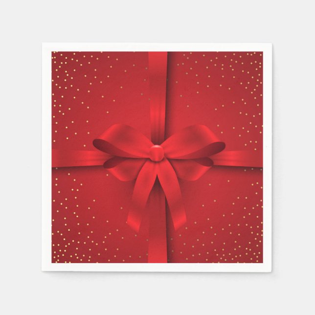 Serviette En Papier Gros Red Bow Noël cadeau de Noël (Devant)