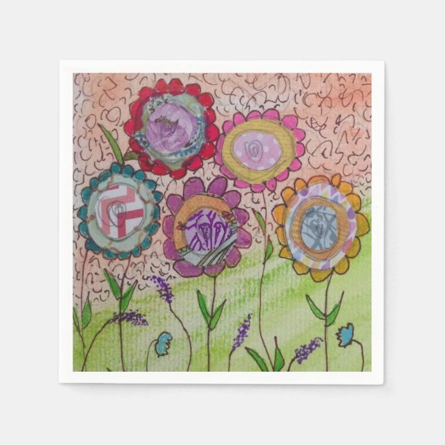 Serviette En Papier Grosse Naples à fleurs (Devant)