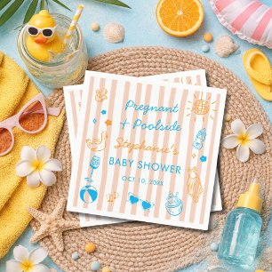 Serviette En Papier Grossesse & Piscine Fête d'été au bord de la pisci