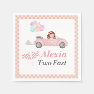 Serviette En Papier Grossissant deux Fast Pink Race Car Girl 2e annive
