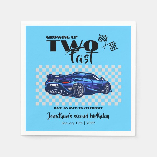 Serviette En Papier Grossissant Jusqu'À Rapide 2e anniversaire Blue Sp (Devant)