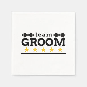 Serviette En Papier Groupe d'équipe   Groomsman   Licence   Blanc noir