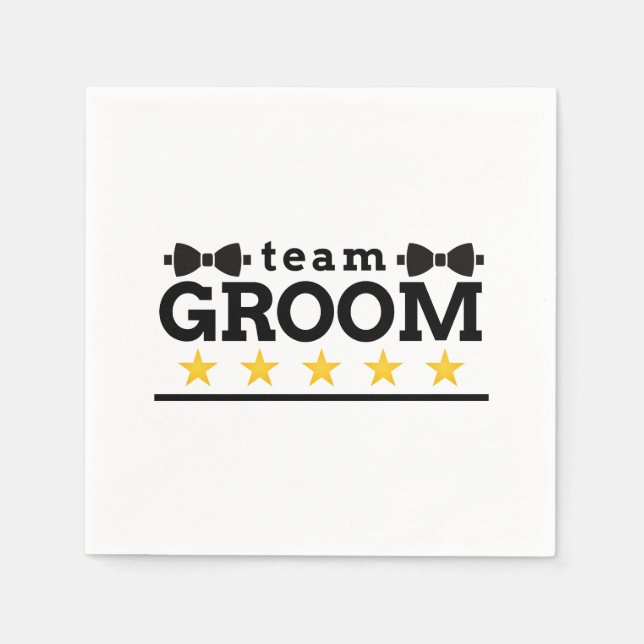 Serviette En Papier Groupe d'équipe | Groomsman | Licence | Blanc noir (Devant)